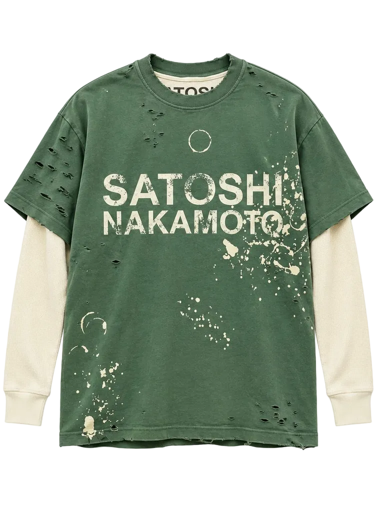 SATOSHI NAKAMOTO LUKES THERMAL BLEACHED LONG SLEEVE (GREEN)