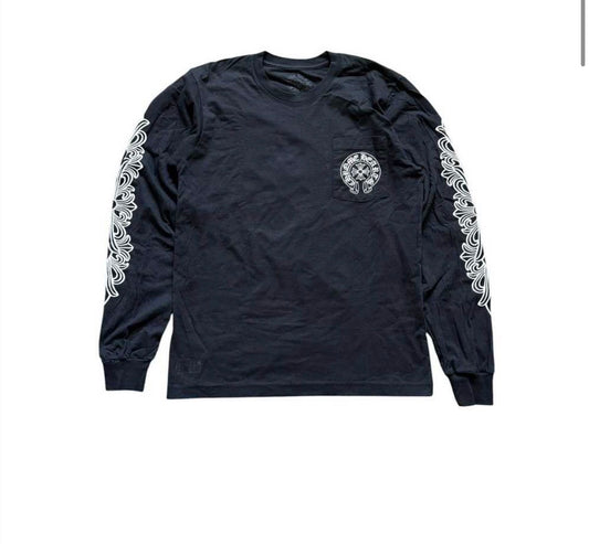 CHROME HEARTS LONDON FLORAL HORSESHOE LONG SLEEVE (BLACK)