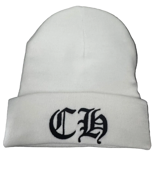 CHROME HEARTS CH LOGO BEANIE WHITE/BLACK