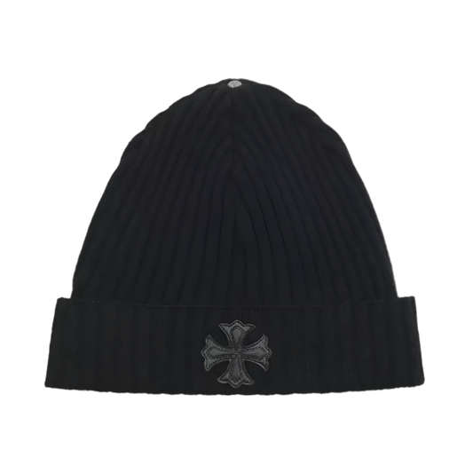 CHROME HEARTS LEATHER PLUS PATCH CASHMERE BEANIE