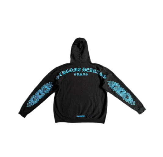 CHROME HEARTS LIGHT BLUE GLITTER FNF HOODIE