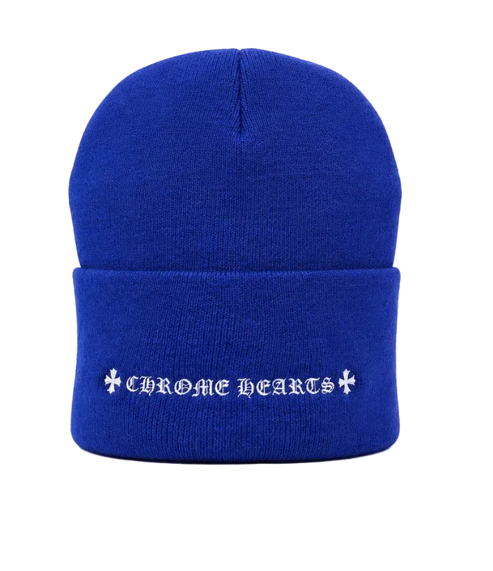 CHROME HEARTS CH LOGO BEANIE BLUE