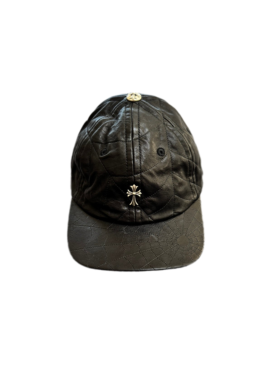 CHROME HEARTS SILVER CHARM LEATHER STICH-WEB HAT