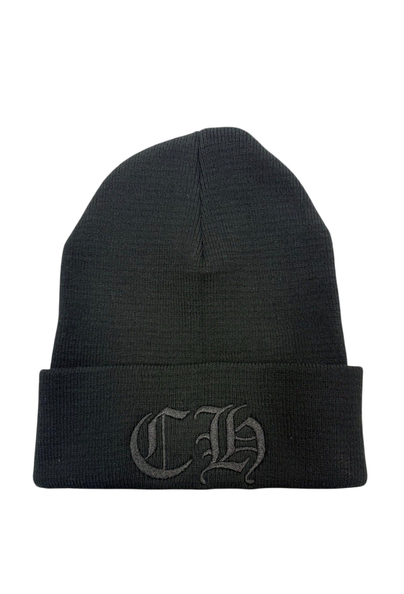 CHROME HEARTS CH LOGO BLACK MONOTONE BEANIE