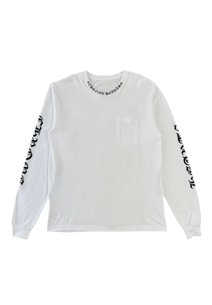 CHROME HEARTS NECK LOGO LONG SLEEVE T-SHIRT (BLACK/WHITE)