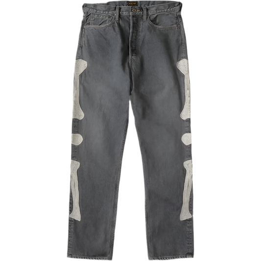 KAPITAL TUXEDO BONE DENIM JEANS