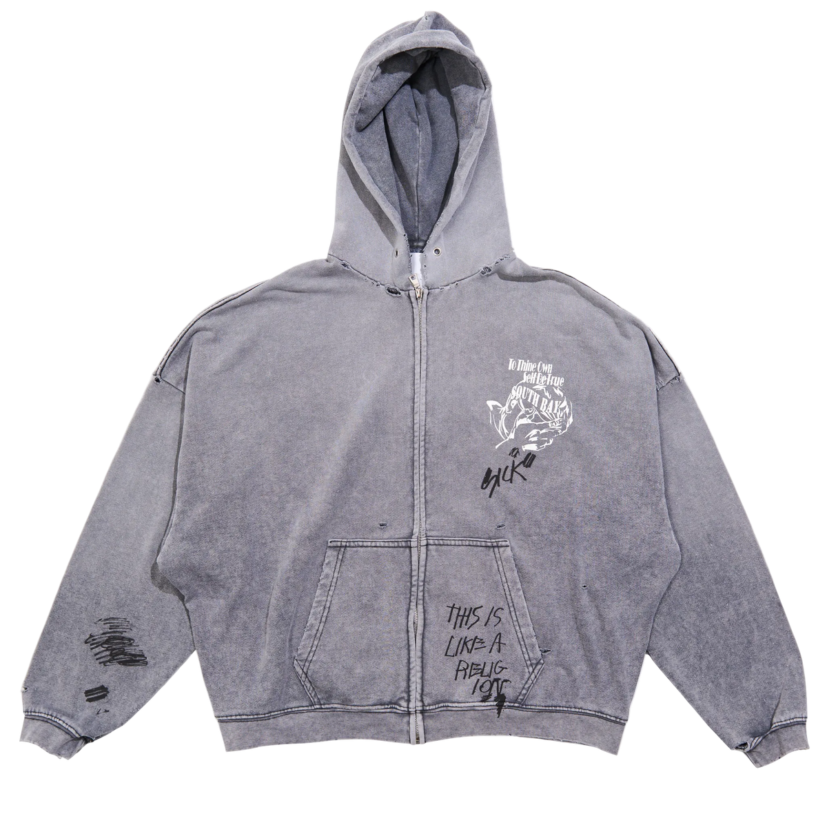 PALY HOLLYWOOD CARRYING THE MESSAGE ZIP UP HOODIE (LIGHT)