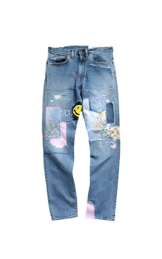KAPITAL OKABILLY DENIM JEANS SMILEY PATCHWORK