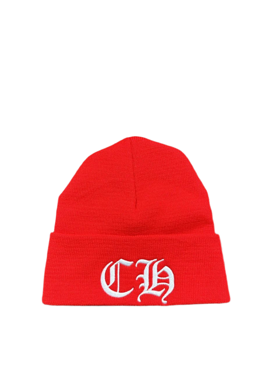 CHROME HEARTS RED CH LOGO BEANIE