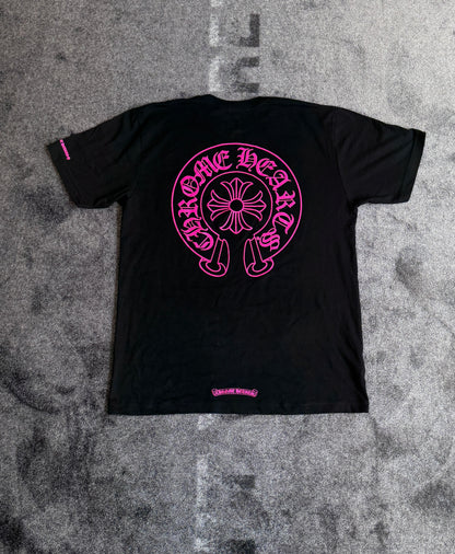 CHROME HEARTS PINK HORSESHOE SHORTSLEEVE TEE (BLACK)