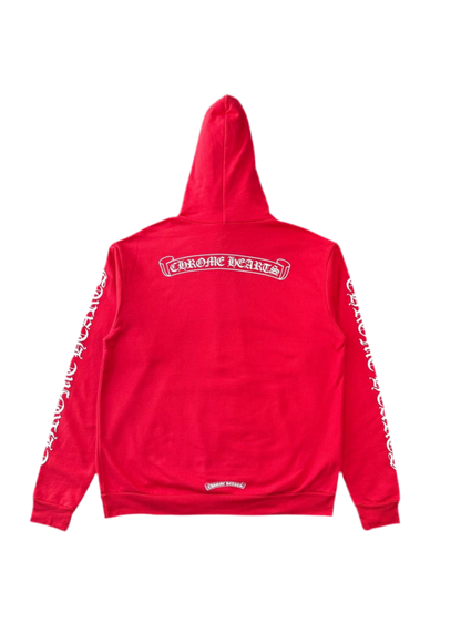 CHROME HEARTS ONLINE EXCLUSIVE RED SCROLL HOODIE (RED/WHITE)