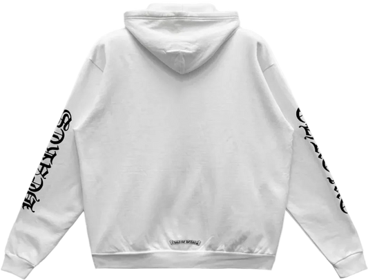 CHROME HEARTS VERTICAL LOGO ZIP-UP HOODIE WHITE