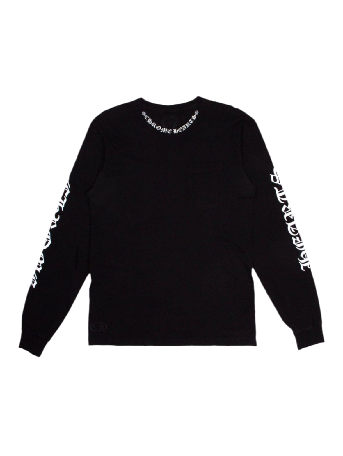 CHROME HEARTS NECK LOGO LONG SLEEVE T-SHIRT (BLACK/WHITE)