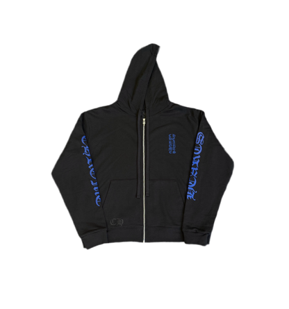 CHROME HEARTS BLUE VERTICAL LOGO ZIP UP HOODIE (THERMAL LINED)