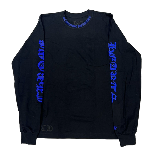 CHROME HEARTS NECK LOGO LONGSLEEVE T-SHIRT (BLUE/BLACK)