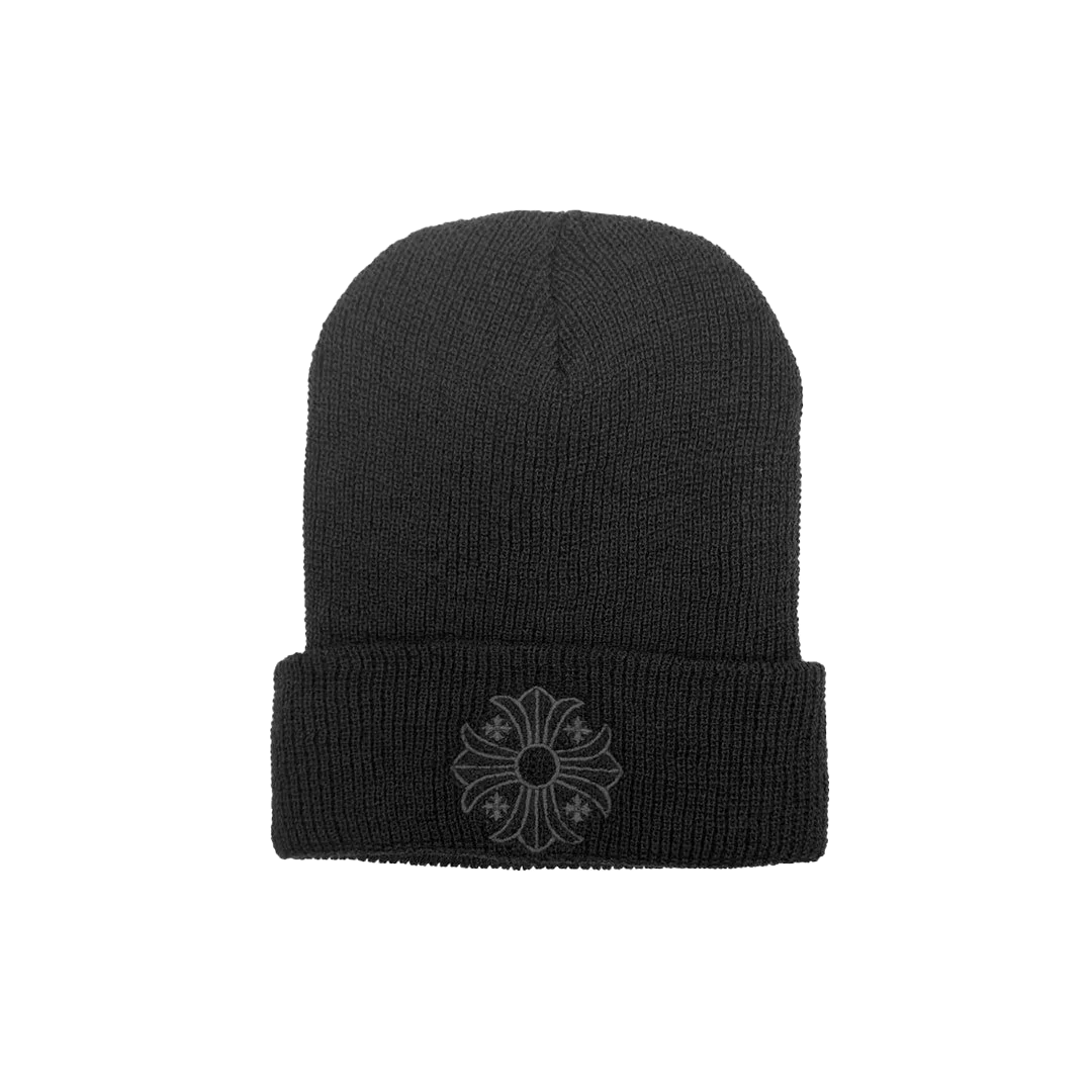 CHROME HEARTS PLUS LOGO BEANIE (BLACK/BLACK)