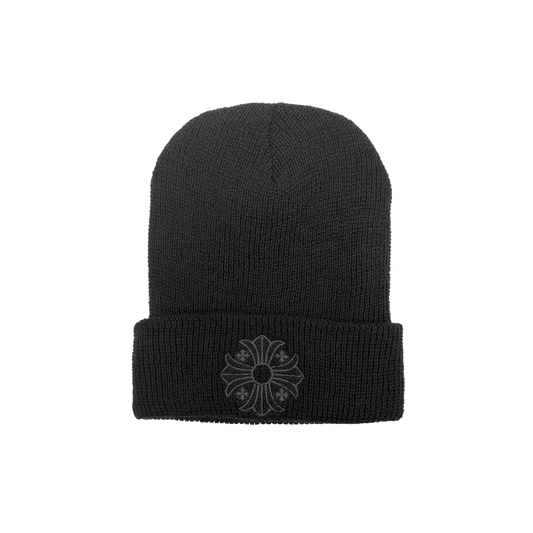 CHROME HEARTS PLUS LOGO BEANIE (BLACK/BLACK)