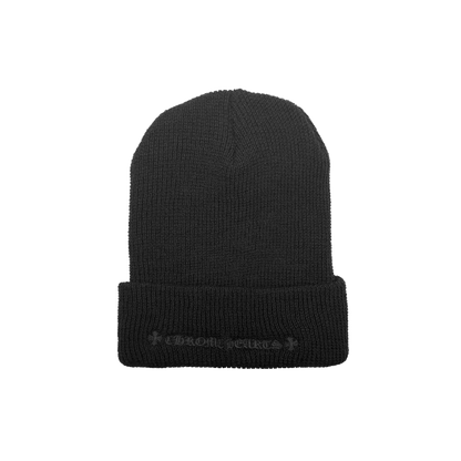 CHROME HEARTS PLUS LOGO BEANIE (BLACK/BLACK)