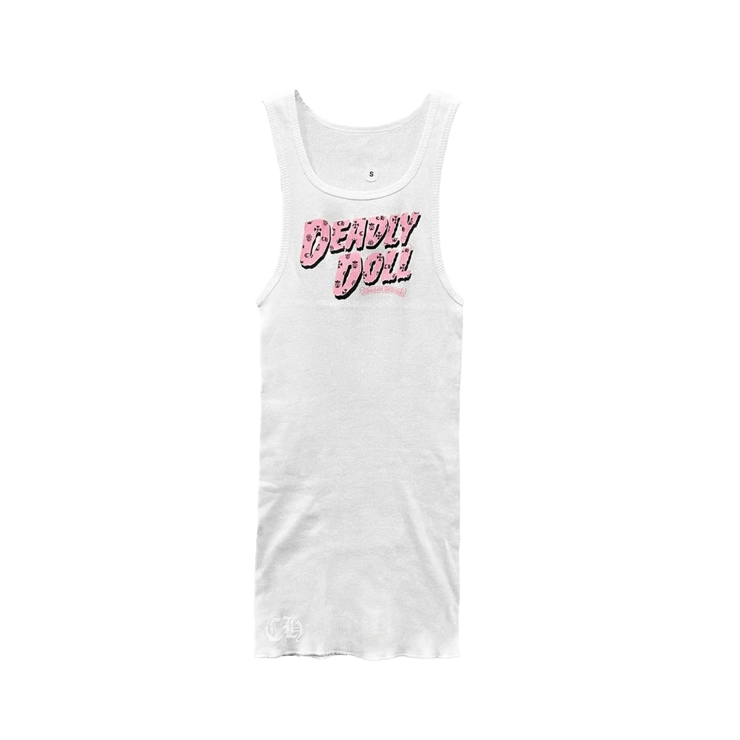 CHROME HEARTS DEADLY DOLL TANK TOP DRESS WHITE