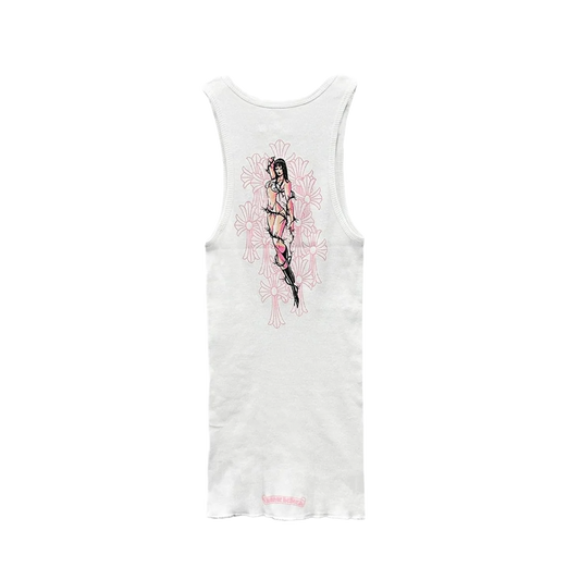 CHROME HEARTS DEADLY DOLL TANK TOP DRESS WHITE
