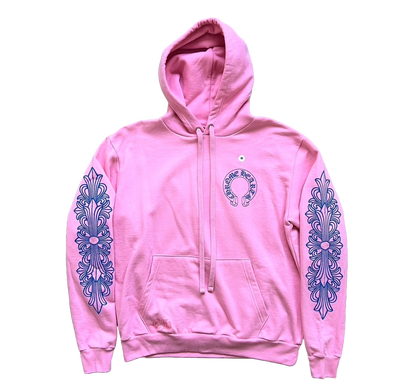 CHROME HEARTS PINK FLORAL HORSESHOE HOODIE