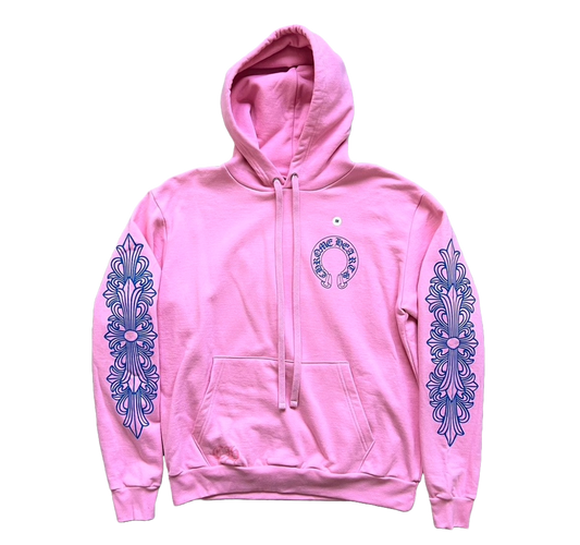 CHROME HEARTS PINK FLORAL HORSESHOE HOODIE