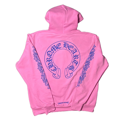 CHROME HEARTS PINK FLORAL HORSESHOE HOODIE