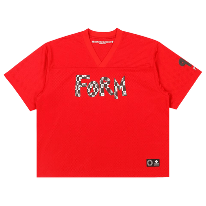 CHROME HEARTS RED MATTY BOY 'FORM' RED SHORT SLEEVE MESH JERSEY