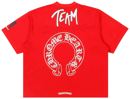 CHROME HEARTS RED MATTY BOY 'FORM' RED SHORT SLEEVE MESH JERSEY