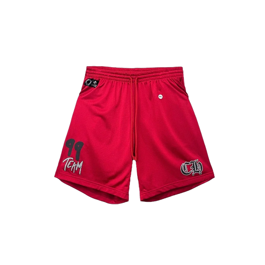 CHROME HEARTS RED MATTY BOY 'FORM' MESH SHORTS