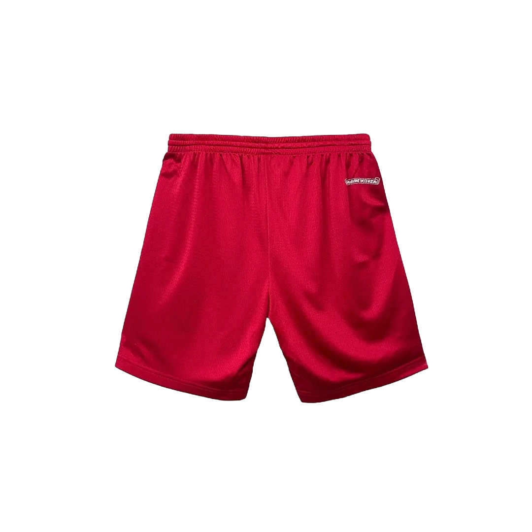 CHROME HEARTS RED MATTY BOY 'FORM' MESH SHORTS