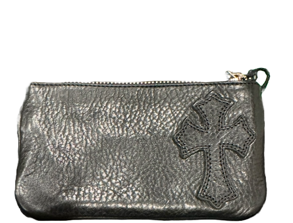 CHROME HEARTS COIN ZIP CROSS PATCH POUCH