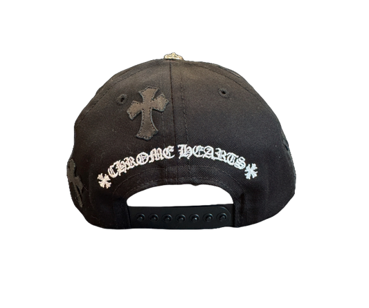 CHROME HEARTS BLACK GREY CH CROSS PATCH TRUCKER (BLACK PATCH)