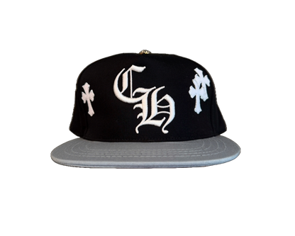 CHROME HEARTS BLACK GREY CH CROSS PATCH TRUCKER (WHITE PATCH)