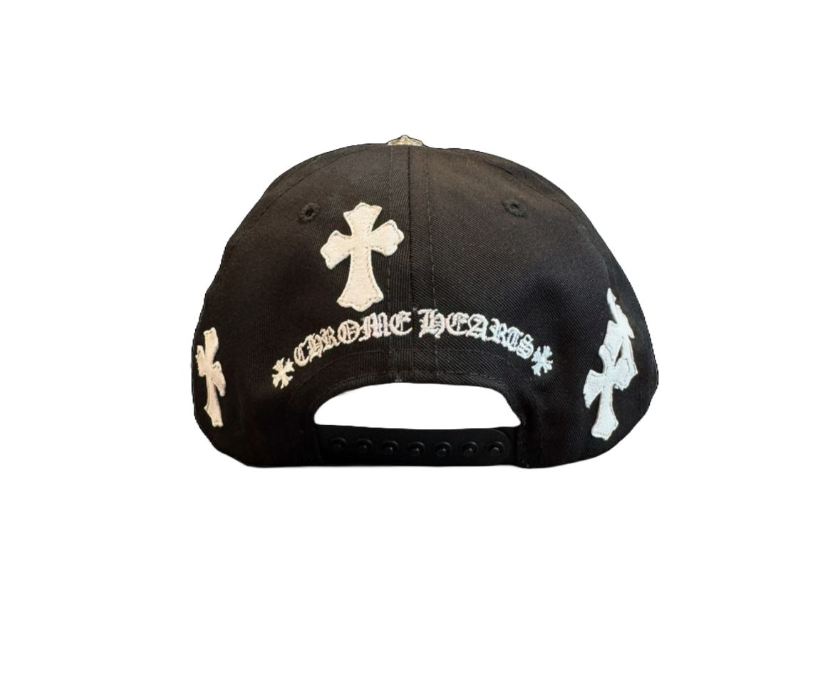 CHROME HEARTS BLACK GREY CH CROSS PATCH TRUCKER (WHITE PATCH)