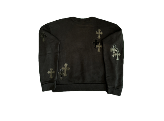 (U) CHROME HEARTS TRI-CROSS PATCH CREWNECK