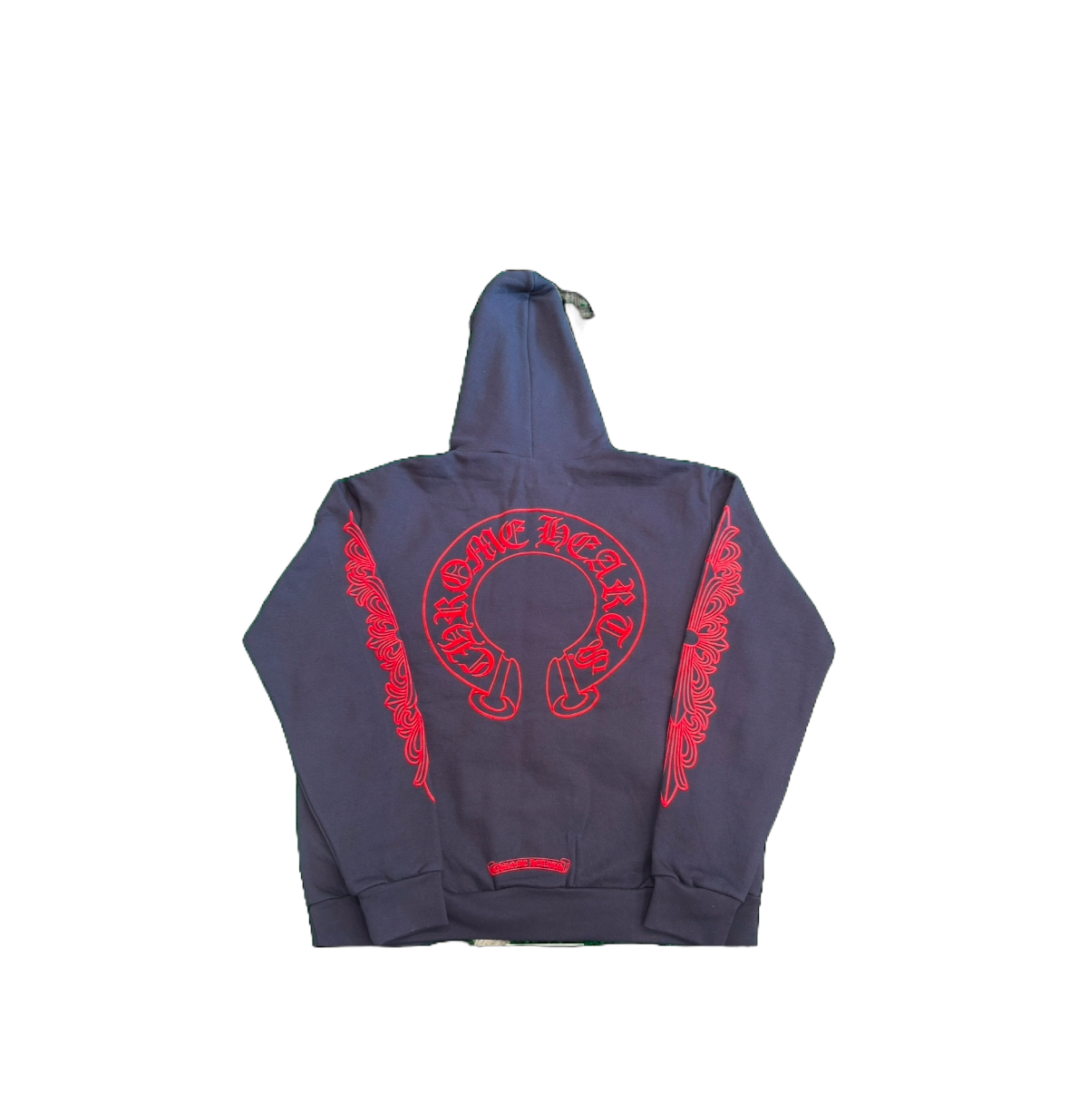 CHROME HEARTS FLORAL HORSESHOE HOODIE (NAVY/RED)