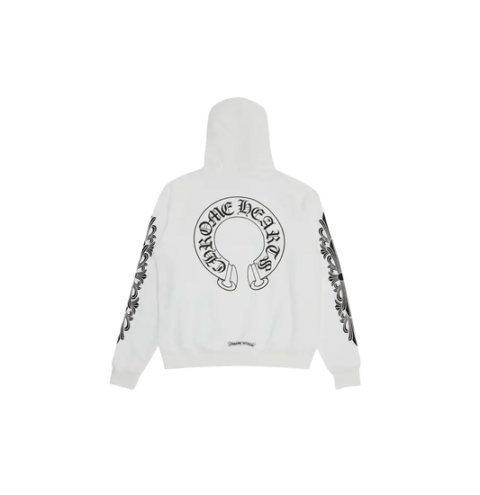 CHROME HEARTS FLORAL HORSESHOE HOODIE (WHITE)