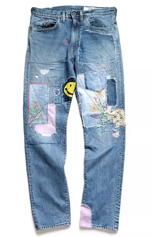 KAPITAL OKABILLY DENIM JEANS SMILEY PATCHWORK